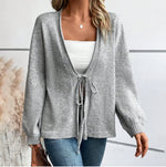 Women's Lace-up Top Loose Short Knitted Sweater