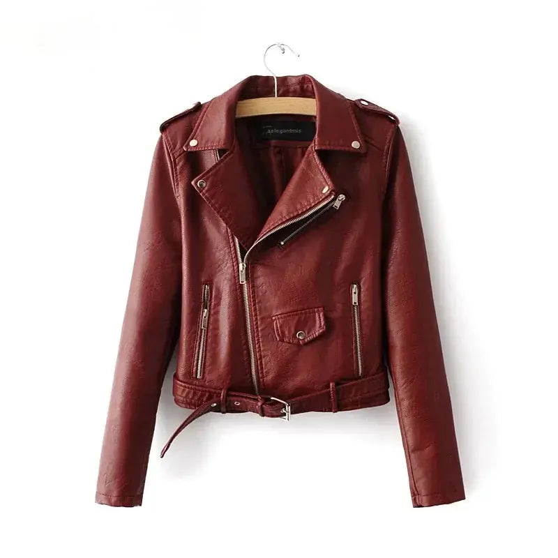 Autumn New Short Faux Soft Leather Jacket Women Fashion - EverYouth Essentials