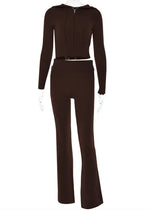 Women's High-Waist Long Sleeve Two-Piece Set - EverYouth Essentials