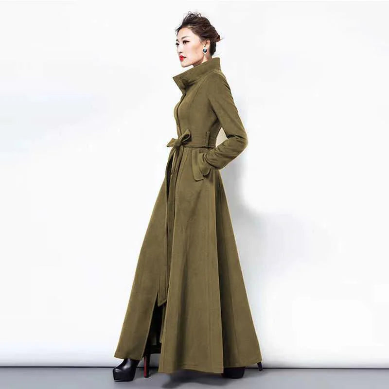 Women's Slim-Fit Woolen Over-the-Knee Coat - EverYouth Essentials