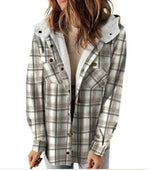 Casual Plaid Hooded Woolen Coat Thickened Fleece - EverYouth Essentials