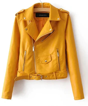 Autumn New Short Faux Soft Leather Jacket Women Fashion - EverYouth Essentials