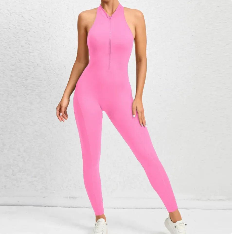 Sleeveless Zippered Yoga Jumpsuit - Tummy Control & Butt Lifting Fitness Sportswear - EverYouth Essentials