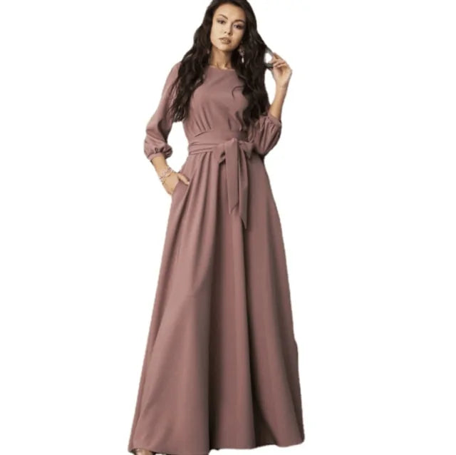 Autumn Women Casual Sashes Dress - EverYouth Essentials