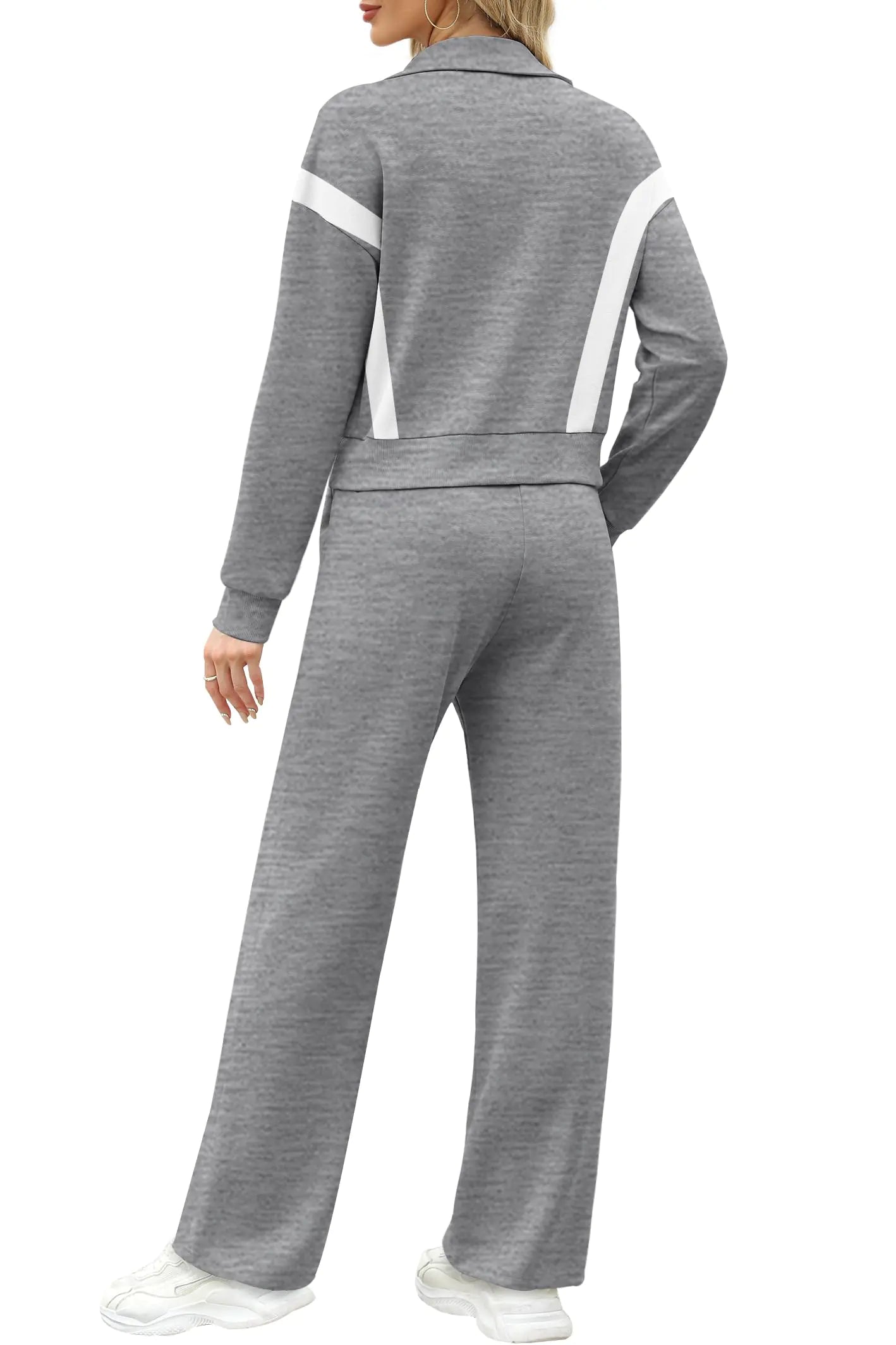 WIHOLL 2024 Women's Casual Lounge Sets - Zip Up Sweatshirt & Wide Leg Pants