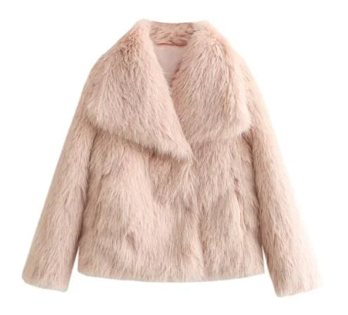 Women's Faux Fox Fur Coat: Luxe Furry Jacket for Autumn and Winter - EverYouth Essentials