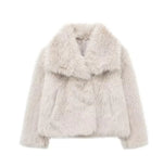 Women's Faux Fox Fur Coat: Luxe Furry Jacket for Autumn and Winter - EverYouth Essentials