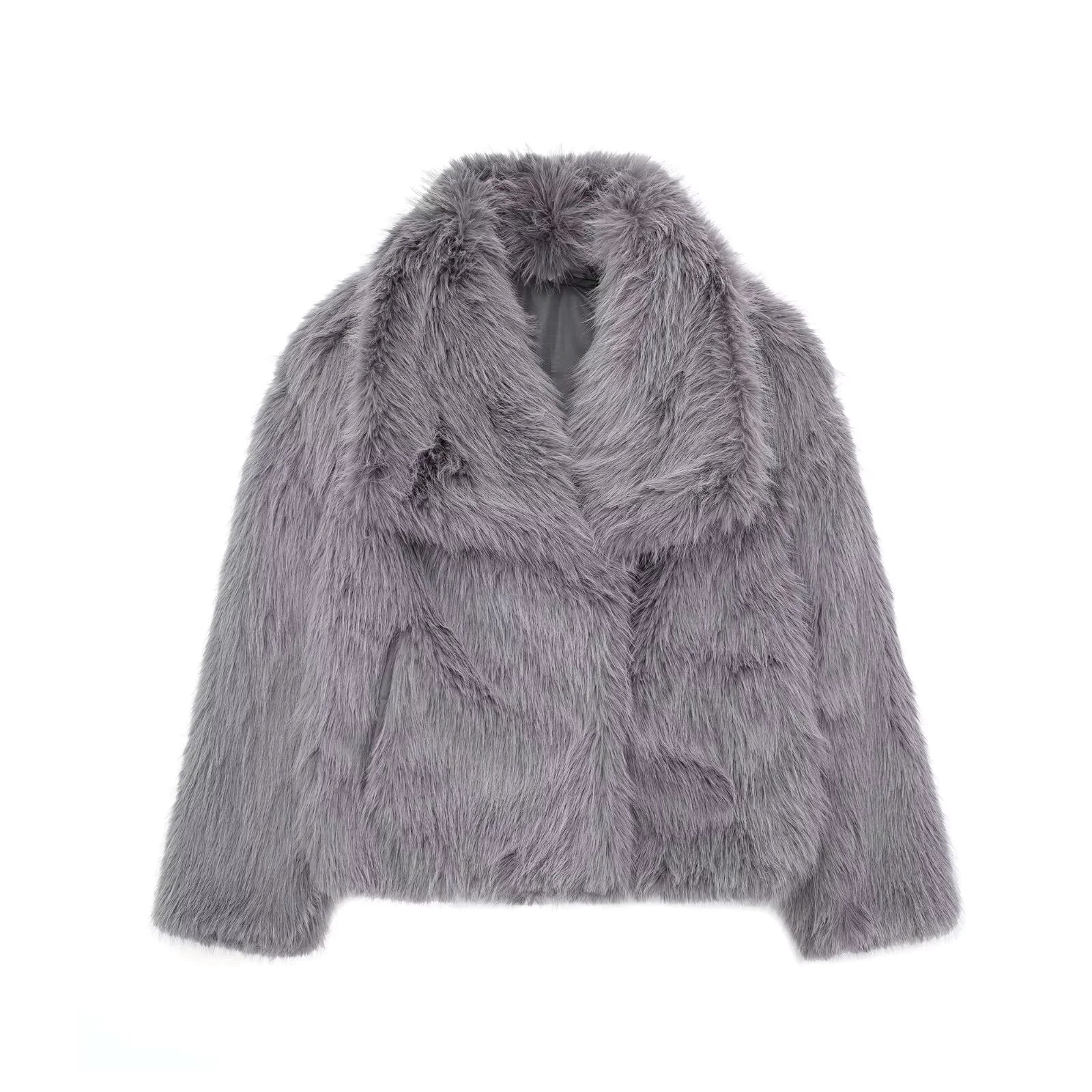 Women's Faux Fox Fur Coat: Luxe Furry Jacket for Autumn and Winter - EverYouth Essentials