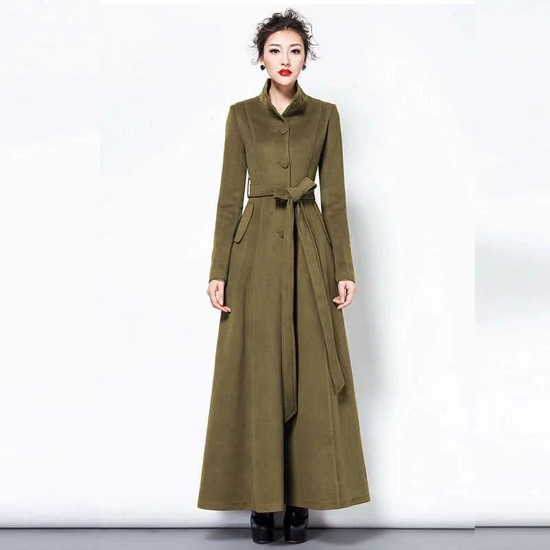 Women's Slim-Fit Woolen Over-the-Knee Coat - EverYouth Essentials