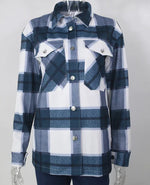 Navy Blue Checked Shacket Womens - EverYouth Essentials