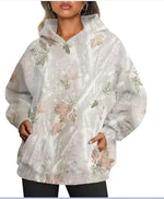 Women's Oversized Camouflage Hoodie with Maple Leaf Print - EverYouth Essentials