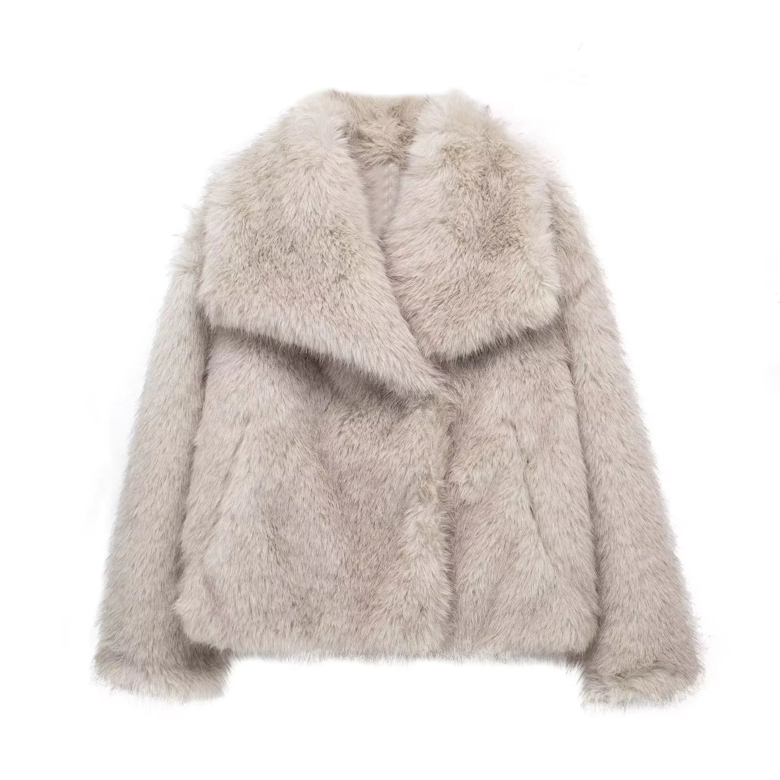 Women's Faux Fox Fur Coat: Luxe Furry Jacket for Autumn and Winter - EverYouth Essentials